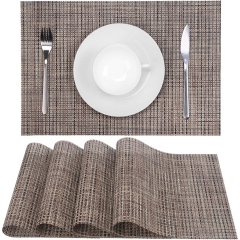 Placemats Set of 4 Washable Heat-Resistant Non Slip Braided Table Mat Woven PVC Vinyl Kitchen Place Mats for Everyday Use or Dinner Parties