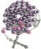 Catholic Purple Pearl Beads Rosary Necklace Our Rose Lourdes Medal m Cross NS Round Beads Rosary Long Catholic Necklace
