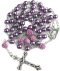 Catholic Purple Pearl Beads Rosary Necklace Our Rose Lourdes Medal m Cross NS Round Beads Rosary Long Catholic Necklace