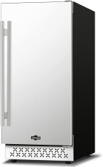 everage Refrigerator 15 Inch Wide, TYLZA Mini Fridge Stainless Steel Under Counter Beverage Cooler, 130 Cans Beer Fridge with French Door, Built-in and Freestanding Beverage Fridge