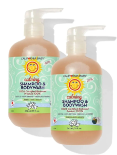 California Baby Calming Shampoo and Body Wash - Hair, Face, and Body - Gentle, Fragrance Free, Allergy Tested - Dry, Sensitive Skin, 100% Plant-Based - USDA Certified, 19 oz, 2 Pac