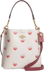 Mollie Bucket Bag 22 Striped Heart Print, Chalk Multicolor