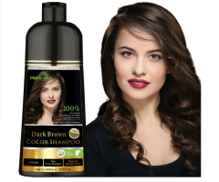 Herbishh Hair Color Shampoo for Gray Hair – Magic Hair Dye Shampoo – Colors Hair in Minutes–Long Lasting–500 Ml–3-In-1 Hair Color–Ammonia-Free | Herbishh (Dark Brown)