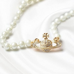 2PCS Pearl Necklace Set, Artificial Pearl Necklace, Pearl Choker Necklace Charm Lady Girlfriend Wedding Birthday Anniversary