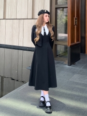 Anne not fire long sleeve dress women's autumn new 2022 micro fat size waist thin suit skirt set