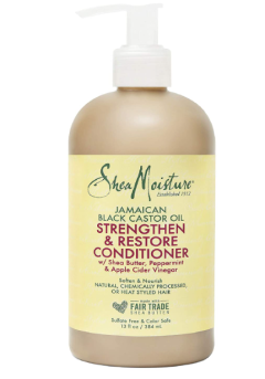 SheaMoisture Strengthen and Restore Rinse Out Hair Conditioner to Intensely Smooth and Nourish Hair 100% Pure Jamaican Black Castor Oil with Shea Butter, Peppermint and Apple Cider