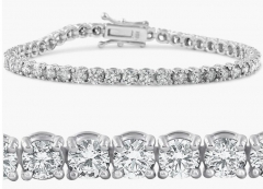 Pompeii3 14k White Gold 7 Ct T.W. Round-Cut Natural Diamond Tennis Bracelet Women's 7" Double Locking Clasp