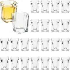 24 piece transparent square wine glass, loose set for tequila, whisky, vodka, liqueur (2 ounces)