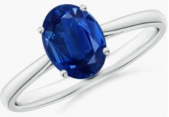 Oval Solitaire Blue Sapphire Cocktail Ring in Silver (8x6mm Blue Sapphire)