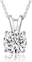 1.50ct Natural Certified Diamond HI/I2 Solitaire Pendant 14k White Gold Necklace