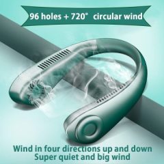 Leafless collar fan rechargeable, leafless portable hands-free USB fan, 3-speed 360° suspension cooling fan ideal for camping trips outdoor home office use in the 'hot summer month