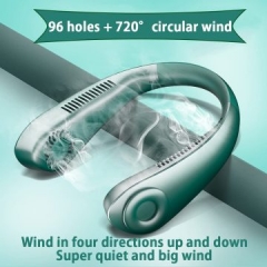 Leafless collar fan rechargeable, leafless portable hands-free USB fan, 3-speed 360° suspension cooling fan ideal for camping trips outdoor home office use in the 'hot summer month