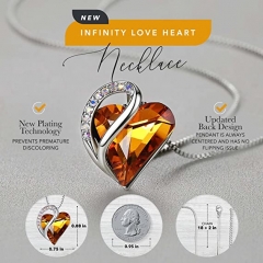 Leafael Women’s Silver Plated Infinity Love Heart Pendant Necklace with Birthstone Crystals, Jewelry Gifts for Her, 18 + 2 inch Chain, Anniversary Birthday Mother's Necklaces for W