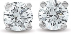 Round Brilliant Cut Diamond Certified Stud Earrings in 14K Gold Setting