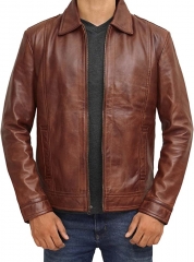 REBELHORN Hunter Pro Men's leather motorcycle jacket CE - Level 2 elbow and shoulder protection 2 ventilation channels 4 pockets