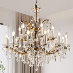 Farmhouse Chandelier Crystals i Modern Clear Glass Hanging Lights Fixtures, Luxury White Candle Tubes Pendant Lighting for Kitchen Island Foyer