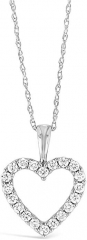 Brilliant Expressions 10K White, Rose, or Yellow Gold 1/4, 1/2 or 1.00 Diamond Heart Pendant Necklace (I-J,I2-I3), 18"