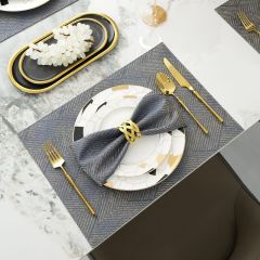 ETUDE Heat Resistant Place Mats, Washable PVC Table Mats, Woven Vinyl Plastic Placemats for Dining Table, Non-Slip Stain Resistant Kitchen Table Placemats Easy to Clean