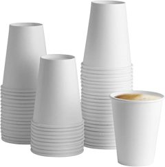 ETUDE Disposable Paper Coffee Cups 12 oz [100 Pack] 12 oz White Hot Coffee Paper Cups  Cold Party Drinking Cups