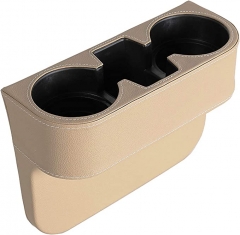 Car Cup Holder Organizer with PU Leather,Front Between Seat Gap Filler,Seat Cup Cell Phone Drinks Holder Glove Box Car Interior Organizer Trunk SUV (Gray)