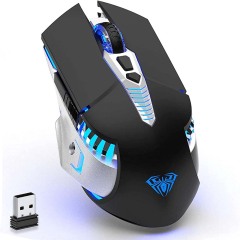 Bluetooth Mouse, Rechargeable Wireless Gaming Mouse Multi Device(BT 5.0/3.0+USB) with Side Buttons, RGB LED Light up Ergonomic Cordless Computer Mice for Laptop/PC/iPad/Mac/MacBook