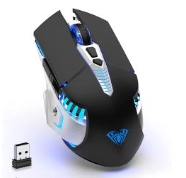 Bluetooth Mouse, Rechargeable Wireless Gaming Mouse Multi Device(BT 5.0/3.0+USB) with Side Buttons, RGB LED Light up Ergonomic Cordless Computer Mice for Laptop/PC/iPad/Mac