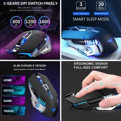 Bluetooth Mouse, Rechargeable Wireless Gaming Mouse Multi Device(BT 5.0/3.0+USB) with Side Buttons, RGB LED Light up Ergonomic Cordless Computer Mice for Laptop/PC/iPad/Mac/MacBook