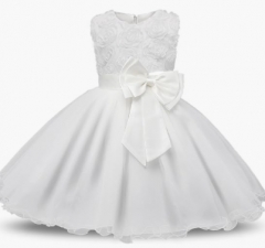 Girls' Sleeveless Lace 3D Flower Ballet Short Dress Holiday Princess Dress