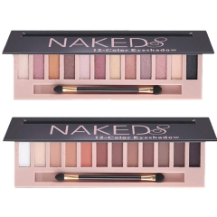 Chun 12 Colors Eye Shadow Palette,Nude Matte Smokey Shimmer Glitter Eyeshadow Palette,Blendable Rich Colors,Waterproof Beauty Makeup Palette Kit with Double-Ended Makeup Brush(A+B)