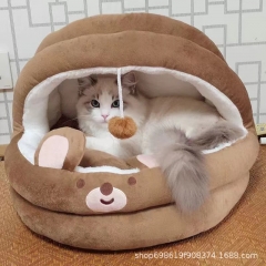 ZOIEJUNB cat bed, cat cave shaped house, pet cave bed, round cat bed, windproof, machine washable, 49.8 cm x 40.1 cm x 25.0 cm, grey