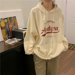 American retro letter print heavyweight hoodie for women 2023 Spring and Autumn New Loose Lazy Top Coat Thin