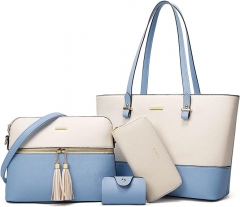 Women's fashionable handbag wallet handbag shoulder bag top handle backpack set of 4 pieces