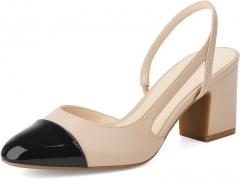 Women's shoulder strap high heels, classic low cut high heels, square open toe dress, high heels, ankle strap splicing, colorful thick heels, comfortable wedding shoes 2.5cm