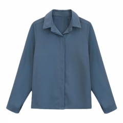 Chiffon long sleeved shirt versatile basic style shirt