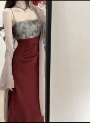Red sexy improved cheongsam