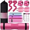 Barbell Pad Set, 11 Pieces Barbell Squat Pad for Hip Thrust, Lung, Leg Day with 2 Fitness Ankle Straps, 3 Hip Resistance Bands, 2 Lift Straps, 2 Barbell Clamps, Barbell Pad and Car