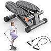 Sports step, stair step with resistance band, mini step, load-bearing 300 pounds, hydraulic fitness step, with LCD display