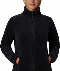 Women's wool jacket, zippered soft fabric, suitable for cold weather, 100% polyester black