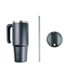 water cupA simple and elegant  with a straw cap and handle, usasfor travel and homeusemultiplecolorsstanley 40 oz tumbler