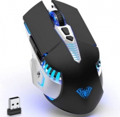 Bluetooth Gaming Mouse: Rechargeable, Multi-Device Connectivity (BT 5.0/3.0 + USB), Ergonomic Design with Side Buttons & RGB LED Lighting for Laptop, PC, iPad, Mac, & MacBook