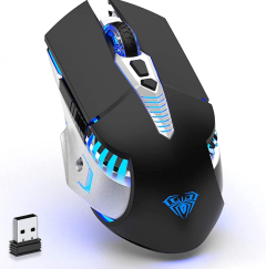 Bluetooth Mouse, Rechargeable Wireless Gaming Mouse Multi Device(BT 5.0/3.0+USB) with Side Buttons, RGB LED Light up Ergonomic Cordless Computer Mice for Laptop/PC/iPad/Mac/MacBook
