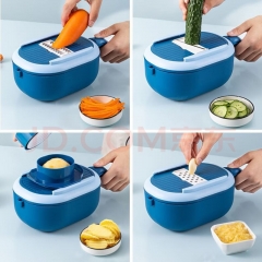 HYWLKJ Jun Yan Tang new grater planer anti-cutting hand drain basket cutter Potato radish multi-functional shredder Pink upgraded washing and cutting 6 knives