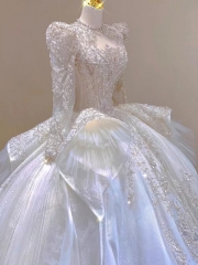 Master Wedding Dress 2024 short-sleeved Korean version yarn.