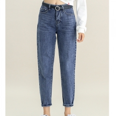 Spring and Autumn New High Waist Slimming Jeans Children's Loose Plush Dad Pants Straight Tube Smoke Pipe Pants