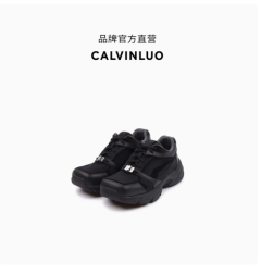 CALVINLUO Square-headed color matching old shoes star sneakers with the same paragraph