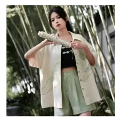 Yongzhu new Chinese three-piece women's summer cold national style shirt set neutral and cool