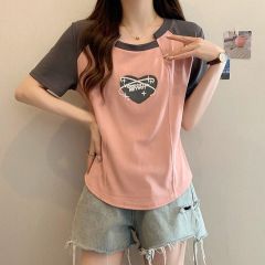 Big size women's love letter printing short-sleeved t-shirt female summer