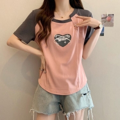 Big size women's love letter printing short-sleeved t-shirt female summer
