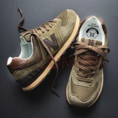 New Balance Official Flagship Store NB Men's Athletic Shoes 2022 New Style Breathable Mesh Casual Versatile Running Shoes Leather 574 Khaki Brown