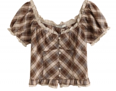 Brown plaid top